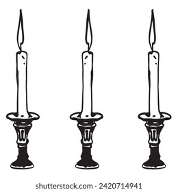 Candle vector illustration. Ink drawing. Holiday decoration for the New Year card, poster, package.