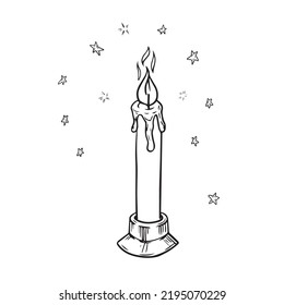 Candle vector illustration isolated on white. Doodle illustration