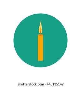 Candle vector illustration on the green background. Vector illustration