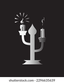 candle vector, isolated on black background, wax lamp silhouette, flat. EPS 10.
