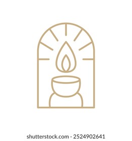 Vela vetor linha arte estética logotipo design Elegante Ícone Spa. Símbolo de Luz Calmante para Bem-Estar e Relaxamento.