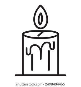Candle vector line art outline silhouette illustration.
