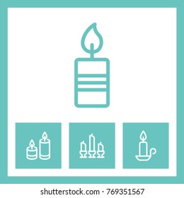 Candle vector line icons. Celebration and holiday decoration symbol.
