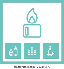 Candle vector line icons. Celebration and holiday decoration symbol.