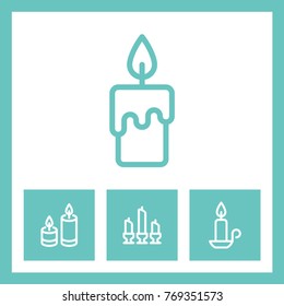 Candle vector line icons. Celebration and holiday decoration symbol.