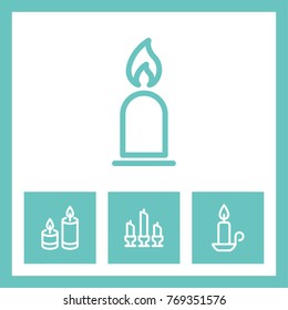 Candle vector line icons. Celebration and holiday decoration symbol.