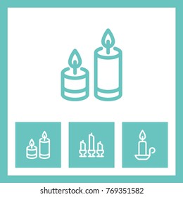 Candle vector line icons. Celebration and holiday decoration symbol.