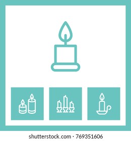 Candle vector line icons. Celebration and holiday decoration symbol.