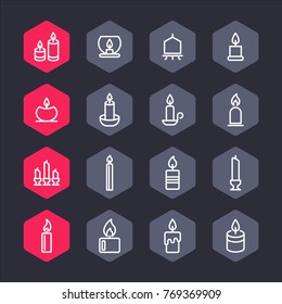 Candle vector line icons. Holyday decoration symbol.