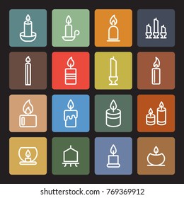 Candle vector line icons. Holyday decoration symbol.