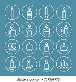 Candle vector line icons. Holyday decoration symbol.