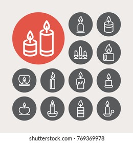 Candle vector line icons. Holyday decoration symbol.