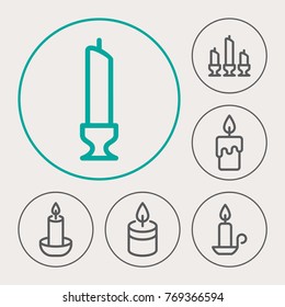 Candle vector line icons. Religion and sacred symbol.