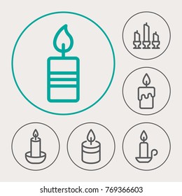 Candle vector line icons. Religion and sacred symbol.