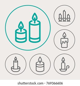 Candle vector line icons. Religion and sacred symbol.