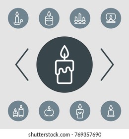 Candle vector line icons. Romantic and spa symbol.