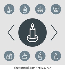 Candle vector line icons. Romantic and spa symbol.