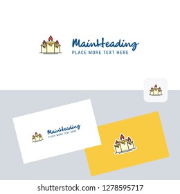 Candle vector logotype with business card template. Elegant corporate identity. - Vector