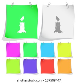 Candle. Vector note papers.