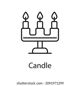 Candle vector outline icon for web isolated on white background EPS 10 file