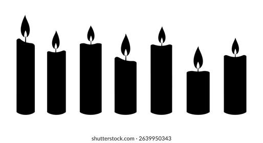 Candle vector silhouette icon. Memorial flame birthday symbol candlelight isolated icon