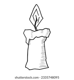 Candle. Vector sketch illustration. Isolated on white. Hand drawn style.