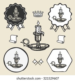 Candle vintage symbol emblem label collection