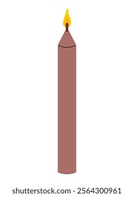 Candle with a warm flame burning brightly against a plain background