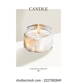 Candle watercolor elements vector design. Elements design for invitation, cards, social post, ad, cover, sale banner, invitation and decorate artwork.