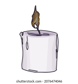 cera de velas con un simple dibujo de fuego. imagen vectorial de boceto