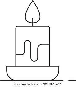 Candle Wax Light. Minimalistic vector art illustration. Black and white. White background. Line drawing.