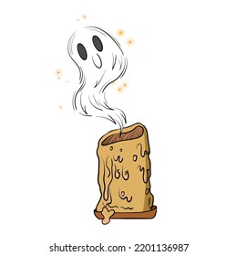 candle from which a ghost flies out illustration