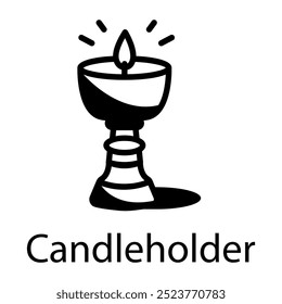 Candleholder icon designed in sketchy style