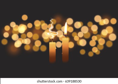 Candlelight with Bokeh Background - Vector Illustration