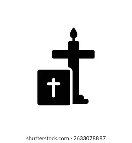 Candlelight Cross Behind With Soft Glow for Religious Decor