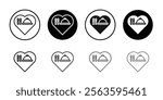 Candlelight dinner icon Flat outline fill set collection