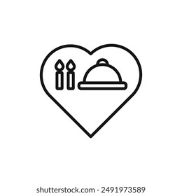 Logo de la cena de velas con contorno de Vector