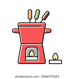 candlelight fondue pot color icon vector. candlelight fondue pot sign. isolated symbol illustration