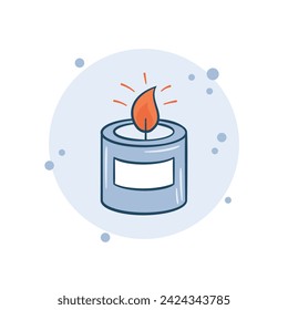 Candlelight icon vector illustration. Cartoon candle on bubbles background. Flame sign concept.