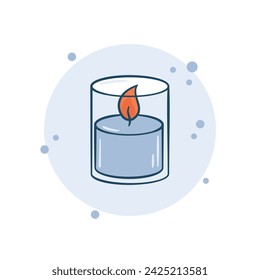 Candlelight icon vector illustration. Cartoon candle on bubbles background. Flame sign concept.