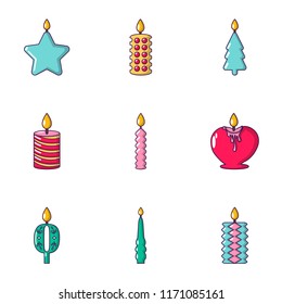 Candlelight icons set. Cartoon set of 9 candlelight vector icons for web isolated on white background