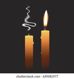 Candlelight - Isolated on Black Background - Vector Illustration