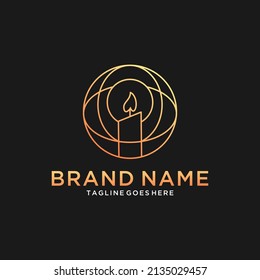 Diseño minimalista de ilustración del logotipo vectorial de la línea de velas.