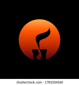 Candlelight music logo concept, candle with music note, simple musical logo concept
