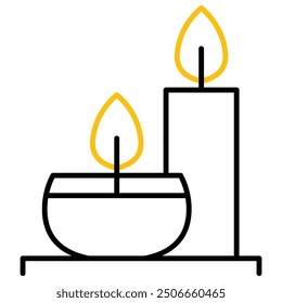 Diseño de icono de serenidad con velas. Representa Ambiente Tranquilo, Relajación, Ambiente Tranquilo, Meditación. Icono de Vector.