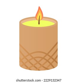 Candlelight vector illustration. Aroma therapy, decoration, handmade concept. Burning candle