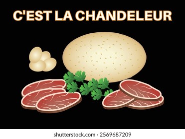 It's Candlemas in French, C'est la chandeleur. Vector illustration.