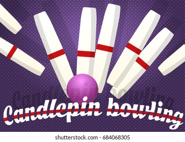 Candlepin Bowling, Color Vector Illustration