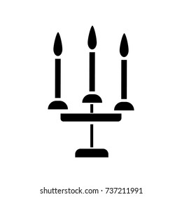 candles 3 candelabrum  icon, vector illustration, sign on isolated background