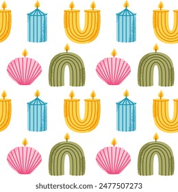 Candles aroma seamless pattern. Decorative wax candles for relax and spa